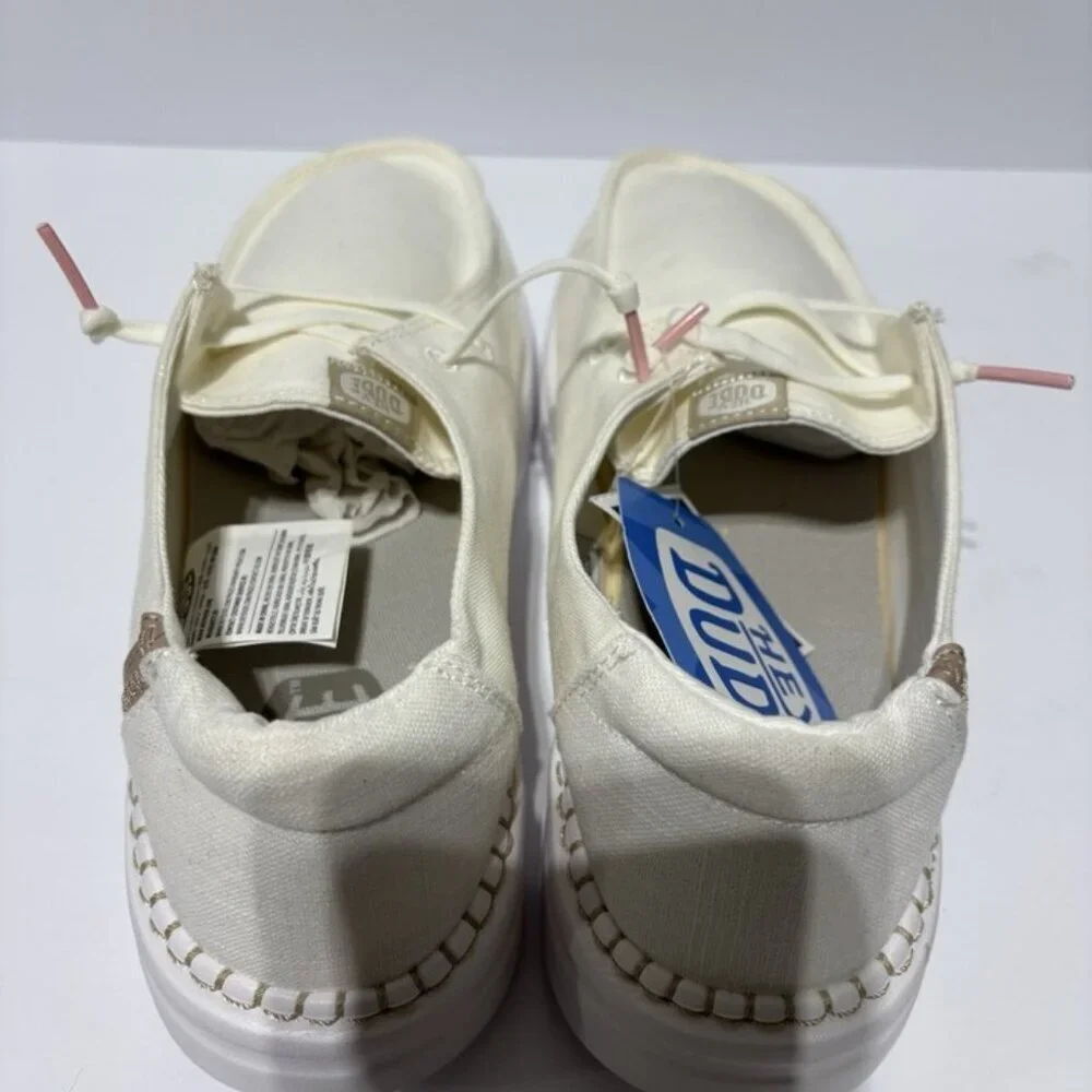 Hey Dude Women’s Wendy Rise, Spark White Casual Slip-On Shoes, Size 9 M